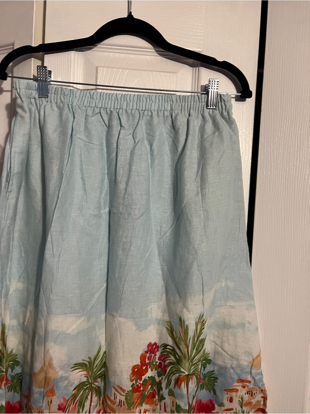 Calypso St. Barth Sky Blue Maxi Skirt with Floral Border - Picture 7 of 8